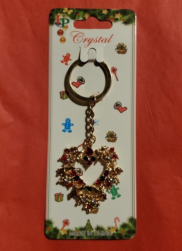 Gold & Red SPARKLY HEART KEYCHAIN - Picture 2 of 3