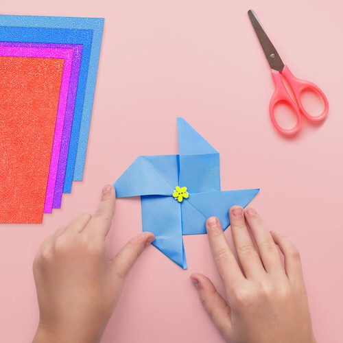 100 Fogli Origami Perlescenti Carta Cartoncino Rosa Glitter - Foto 3 di 11
