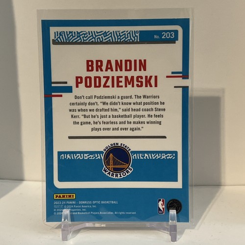 2023-24 Donruss Optic Brandin Podziemski Base Rated Rookie #203 Warriors - Picture 2 of 2