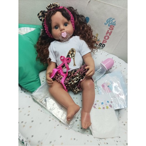 22in Realistic Reborn Baby Dolls Lifelike Toddler Cute Black African Girl Toy - Picture 3 of 5