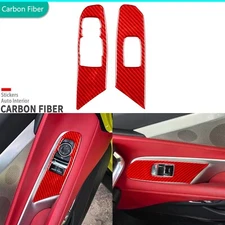 Red Carbon Fiber Window Lift Switch Panel Cover For Chevrolet Corvette C8 20-25