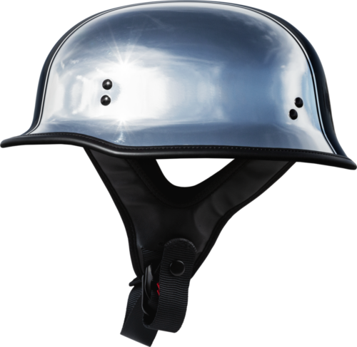 HIGHWAY 21 - 9mm German Beanie Helmet, Chrome/Black Striping, Medium - Bild 3 von 7