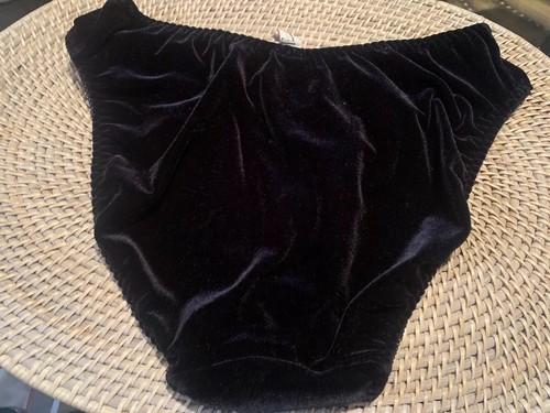 Vintage FeLina Lingerie Black Velvet with Embroidered floral Front Panty Size L - Picture 5 of 6