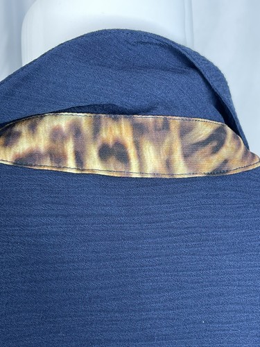 Soft Surroundings Navy Savanna Maxi Dress 1/2 Button Size M Long Sleeve Rayon - 第 4/7 張圖片