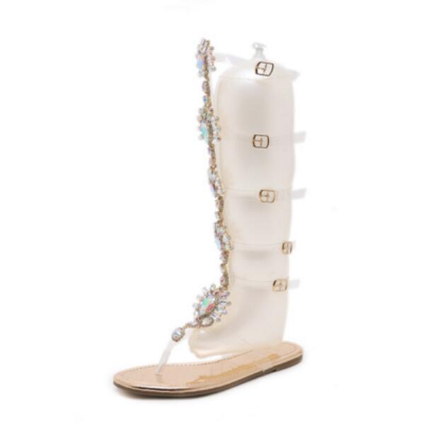 la femme est gladiateur roman strass transparent knee knee knee high clip toe sandales chaussures f0c61e la femme est gladiateur roman strass transparent knee knee knee high clip toe sandales chaussures f0c61e