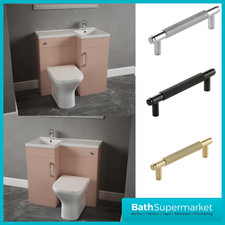 Dusty Rose Bathroom L-Shape LH/RH Vanity Unit Basin Sink BTW Toilet Cistern Set