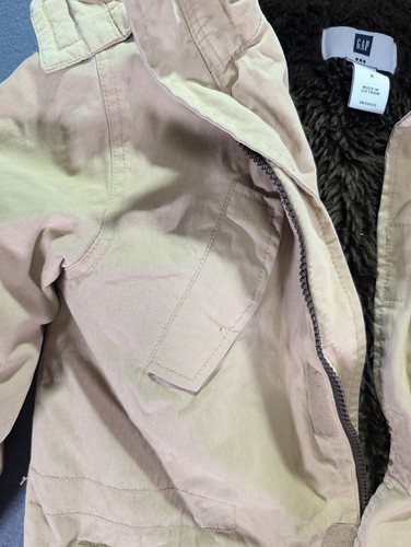 GAP KIDS Boys Winter Beige Cotton Faux-fur Parka Jacket Coat Very warm Size S - Picture 3 of 9