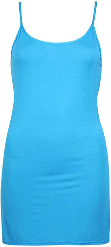 Women's Long T-Shirt Cami Strappy Stretch Plain New Ladies Vest Top Sizes 8-26 - Picture 15 of 37