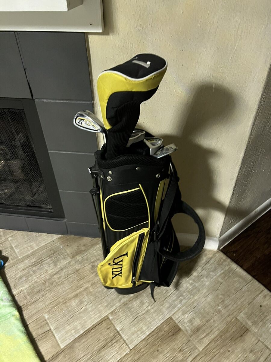 Lynx Junior Kids Golf Stand Bag Clubs Yellow Black Unisex Lynx Junior Kids Golf Stand Bag Clubs Yellow Black Unisex