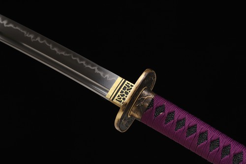 Japanese Katana Sword Full Tang T10Steel Clay Tempered Unokubi Zukuri Real Hamon - Picture 8 of 15