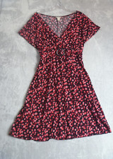 Christopher & Banks Dress Womens Size L Large Pink Black Dotted Career