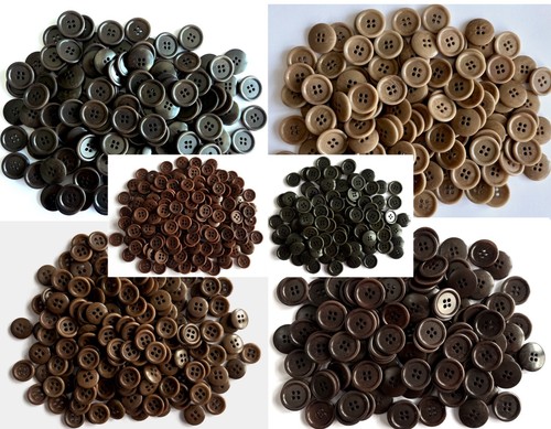 Button 15mm 20mm Brown Swirl 4 Hole Polished Various Buttons Styles to Choose - Picture 24 of 34