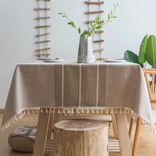 Cotton Linen Stripe Rectangular Table Cloth Kitchen Table Map Towel Tablecloth - Picture 2 of 27