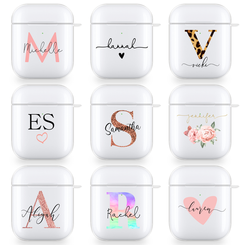 Custodia PERSONALIZZATA AIRPODS iniziali nome Chiara in Silicone Cover Per  APPLE Carino Regalo | eBay