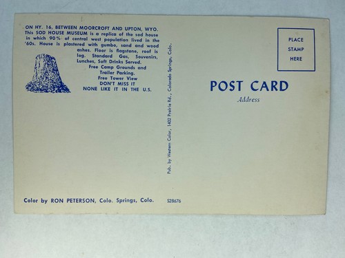 The Sod House Museum Hwy. 16 WY Standard Öl Kraftstoffpumpen Straßenansicht Postkarte - Bild 3 von 3
