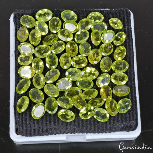 Lote de 60 piedras preciosas ovaladas naturales sin calefacción peridoto verde rico 44,50 quilates 7x5 mm - Imagen 1 de 9