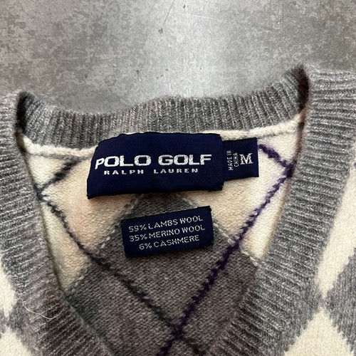 Polo Golf Ralph Lauren Donna Taglia Media Maglione Argyle Lana Cashmere - Foto 2 di 3