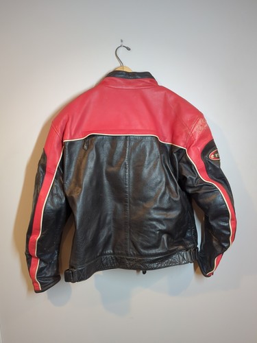 First Racing Red & Black Leather Motorcycle Jacket Size XL - Picture 2 of 15