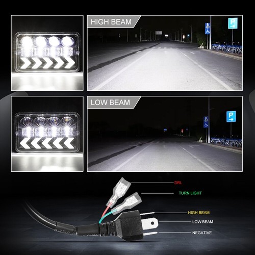 2 PIEZAS 4x6" Faros LED Señal de Giro Alta/Baja DRL para Chevrolet El Camino K5 Blazer - Imagen 5 de 12