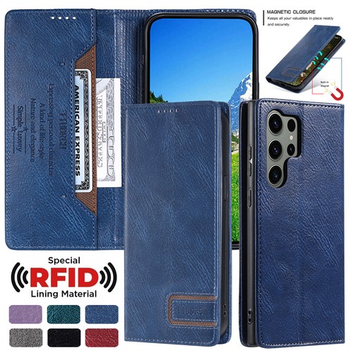 For Samsung Galaxy S23 S22 S21+ RFID Blocking Stand Card Magnetic Leather Case - Picture 13 of 65