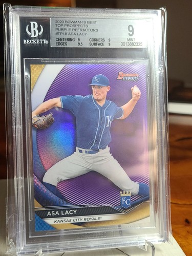 2020 Bowman's Best Top Prospects Asa Lacy #TP18 Purple Refractor /250 BGS 9 - Picture 2 of 3