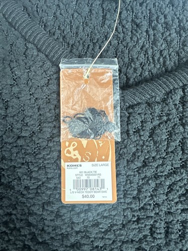 Maglione Sonoma nero donna grande stile vita manica lunga collo a V poliestere nuovo con etichette - Foto 5 di 7