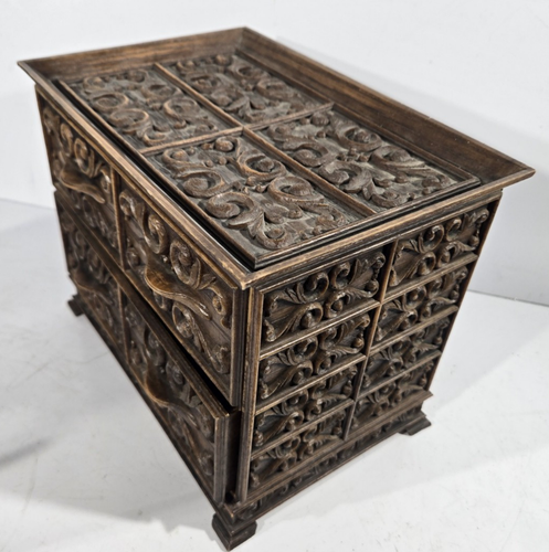 1970s LERNER Faux Wood Cast Plastic 2 Drawers Crafts Trinkets Jewelry Sewing Box - Picture 3 of 7