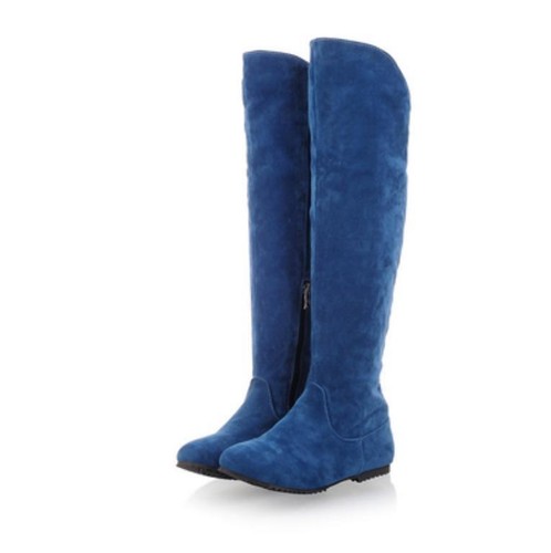 Women's Slouch boots Knee High Boot Pull On Flat Faux Suede Riding Shoes - Bild 4 von 9