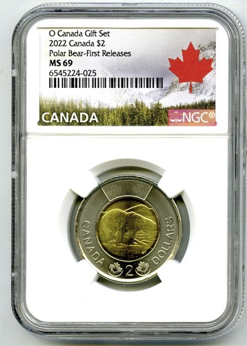 2022 O CANADA $2 NGC MS69 QUEEN ELIZABETH II POLAR BEAR TOONIE FR TOP GRADE = 1 - Picture 1 of 2