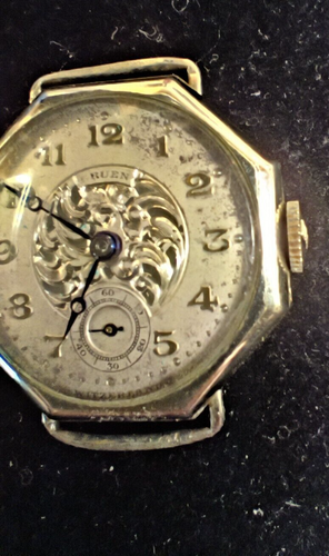 GRUEN 14K SOLID WHITE GOLD WRISTWATCH 15 JEWEL OCTAGON RUNNING KEEPS GOOD TIME - Picture 11 of 19