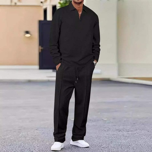 Lapel Long-sleeve Zipper Trousers Casual Suit - Picture 23 of 37