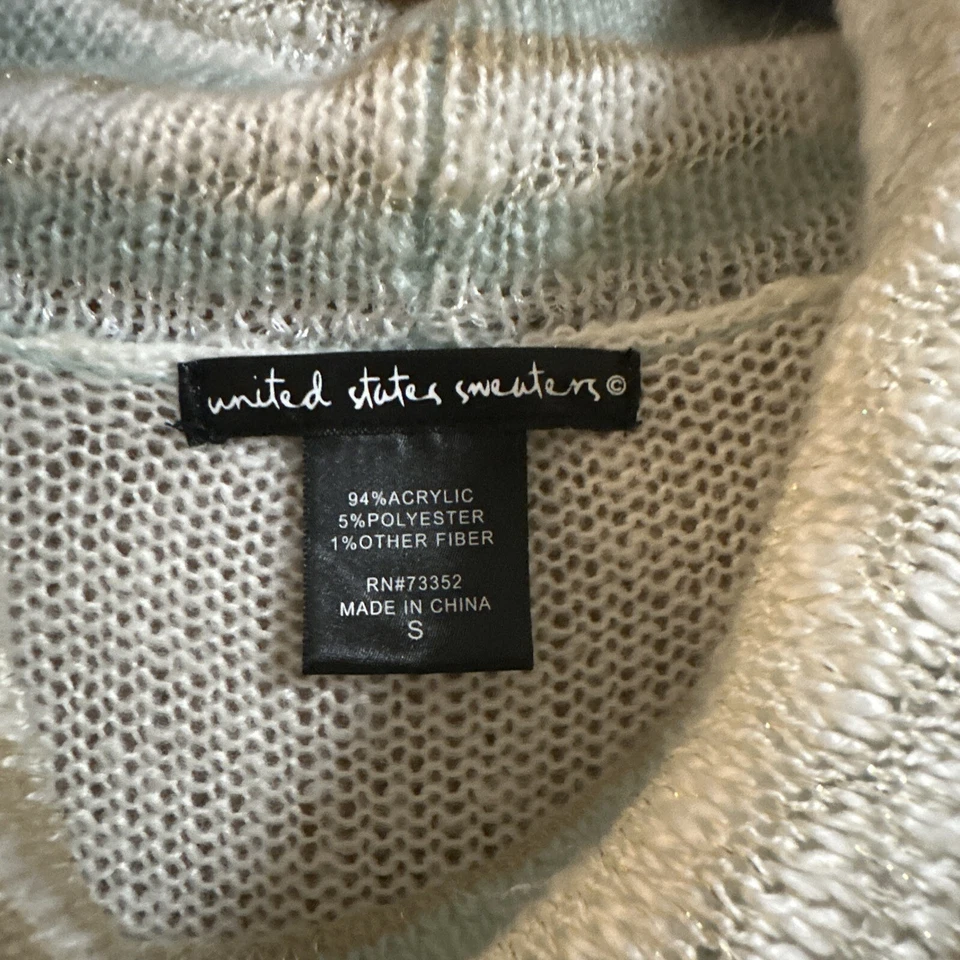 Suéteres de mujer de Estados Unidos talla L blanco con rayas capucha cuello Foto 3 de 4