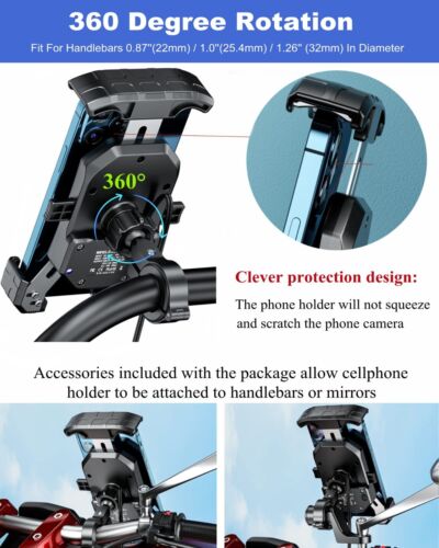 Wasserdichte Motorrad Telefonhalterung Wireless USB Laden Auto Lock/Schnellverschluss - Bild 3 von 7