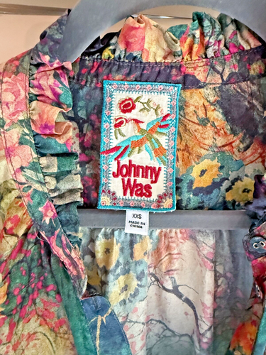 Johnny Was Traviata Leda Silk Ruffle Neck and Cuff Button Down - C16021AO Sz M - Picture 3 of 6