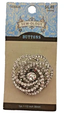 Sew-ology Rhinestone Swirl Shank Button 38mm