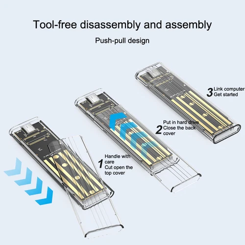 M.2 NVME PCIe NGFF SATA Protocol Case Clear 10Gbps External Hard Disk Box Ca _cn