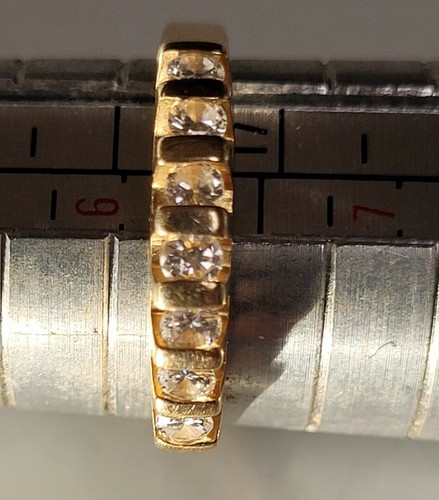 Vintage 14ct 14K Yellow Gold Genuine .35 Carat Diamond Ring Sz6.25 Bar Stacker - Picture 5 of 10