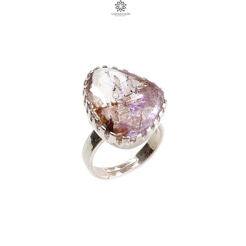 Anillo ajustable liso de plata de ley 925 de 6,77 g con piedras preciosas de amatista natural - Imagen 5 de 9