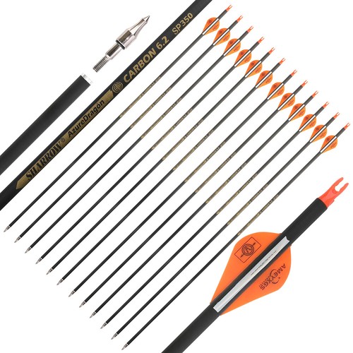 30" Pure Carbon Arrow SP350-600 Archery Recurve Bow Compoundbow Shooting Hunting - Picture 18 of 28