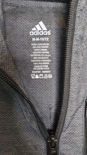 Adidas Kids Medium 10-12 Grey Light Weight Zip Up Windbreaker - Picture 4 of 5