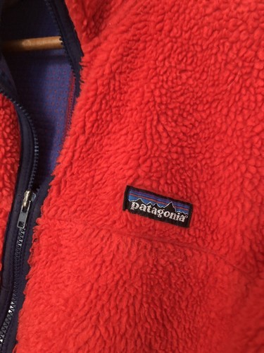 Patagonia Kid's Youth Deep Pile Sherpa Full Zip Jacket Size M 10 Red Vintage - Picture 2 of 4