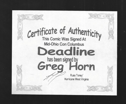 Deadline 2 2002 Marvel signed Greg Horn Mid-Ohio Con - Picture 4 of 4