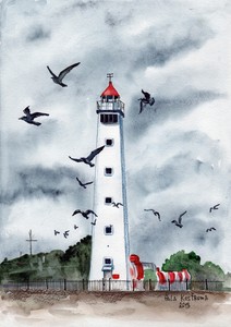 Lighthouse-And-Birds-original-Gala-Kostroma-watercolor-landscape-painting-ocean