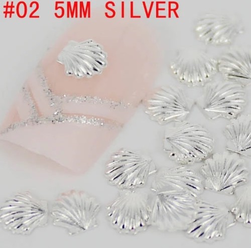 10pcs Gold Silver Alloy Sea Shell Fish 3D Metallic Nail Art Stickers Mermaid UK - Picture 5 of 14