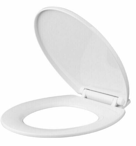 Asiento de inodoro de madera blanca tradicional estándar de 18" asiento de baño universal ovalado - Imagen 66 de 82