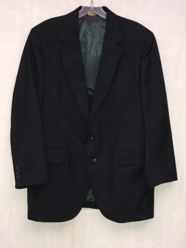 NAVY BLUE STRIPED 2 PIECE SUIT SIZE 40 JACKET PANTS 34 WAIST - Picture 3 of 6