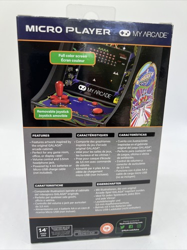 My Arcade Galaga GALAXIAN Micro Player Handheld Retro Video Game 6.75” Collect - Picture 3 of 5