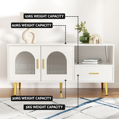 Artiss LED Coffee Table End Table Open Shelf Drawer Storage Living Room White - Picture 6 of 8