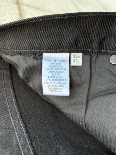 NWT $195 Rag & Bone Fit 1 Stretch Skinny Jeans Denim Black Sz 30x32 - Picture 5 of 10