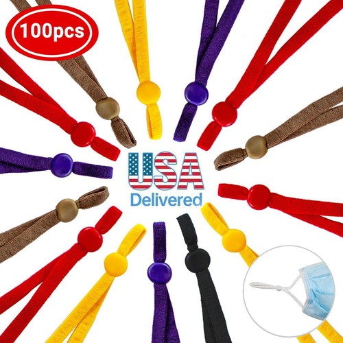 100 PCs Sewing Elastic Bands Cord Strap Loop with Adjustable Buckle for DIY Mask - Picture 50 of 60